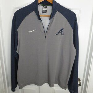 Nike Atlanta Braves 1/4 Zip Pullover Mens Size XL Gray Blue Raglan Sleeve MLB
